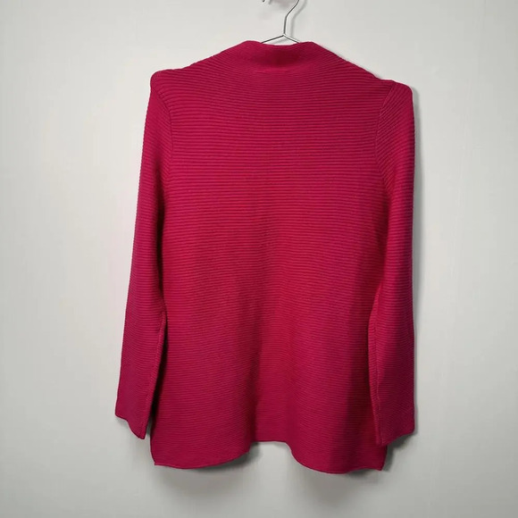 Cyrus Hot Pink Ribbed Mock Neck Sweater Medium - Picture 2 of 4
